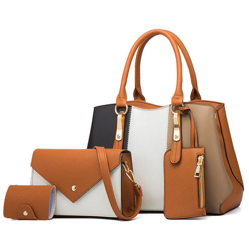 New Fashion Contrast Color Women&#039;s Bags Women&#039;s Handbags One Shoulder Messenger Bags Mother Bags Four Ladies Bags