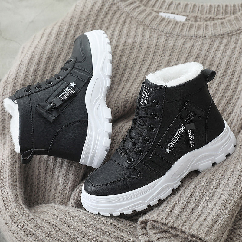 2001 Cotton Shoes Women&#039;s Winter Plus Velvet 2019 New Korean Version Of The Students All-match Warm High-top Martin Boots Cotton Shoes Winter Shoes