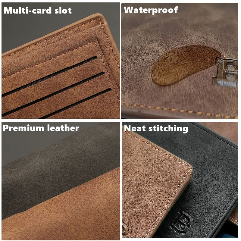 New Retro Men Leather Wallets Small Money Purses Design